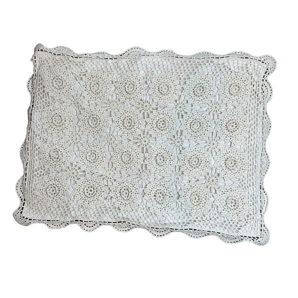 Crochet Pillow Sham Pillow Case Queen/Twin Neutral